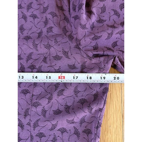 LL BEAN Floral Button Front Maxi Midi Dress Long Sleeve Purple Viscose Blend 12 - Picture 14 of 15